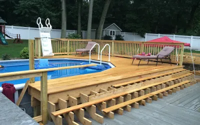 elevated deck, custom deck, pool deck, multi-level deck, rooftop deck, composite deck, deck construction, deck construction near me, deck installation, deck installation near me, deck installers near me, decking installation, deck fixerbee, north caroline